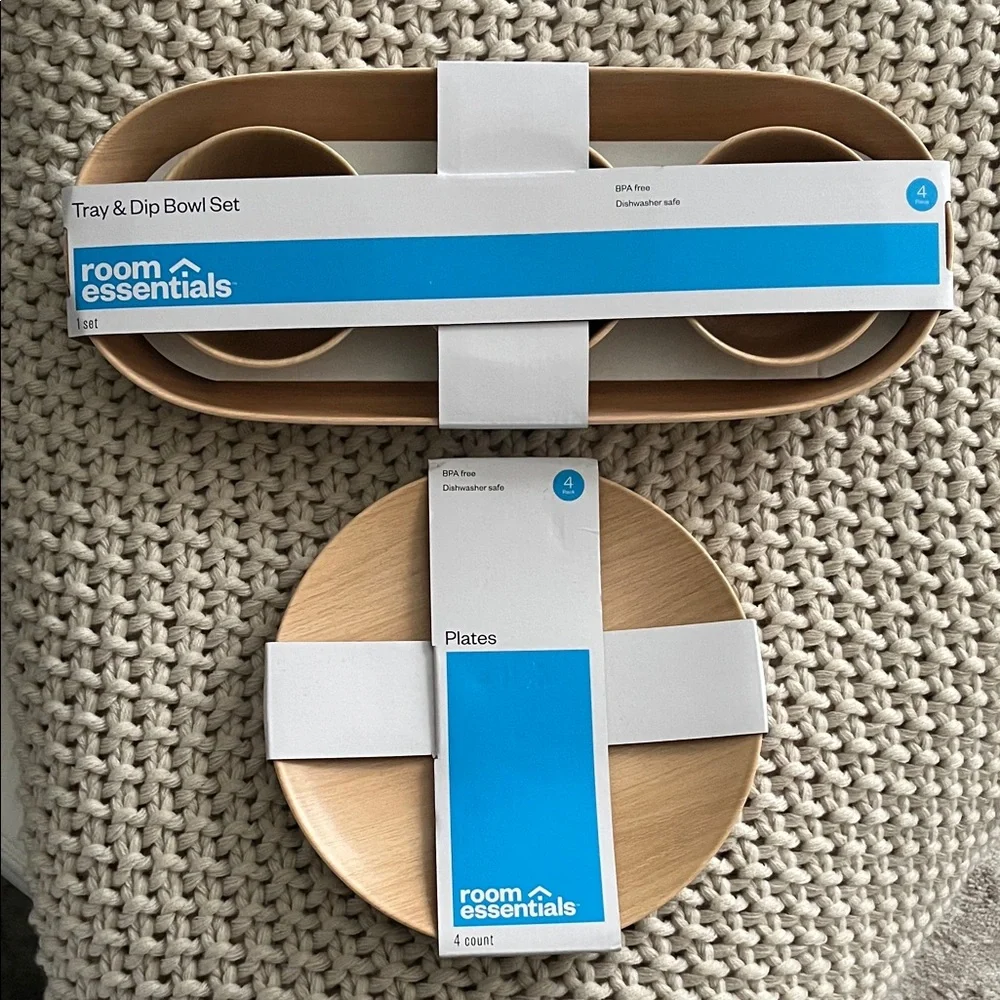 🆕Room Essentials Natural plant-based CHIP &Dip and Plate Set NWT - Picture 2 of 4